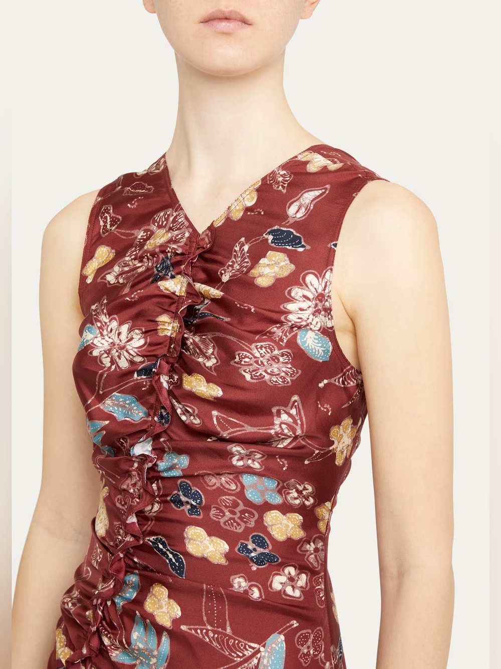 Ulla Johnson Silk Floral V-Neck Evening Gown- Size 4 - Picture 4 of 9